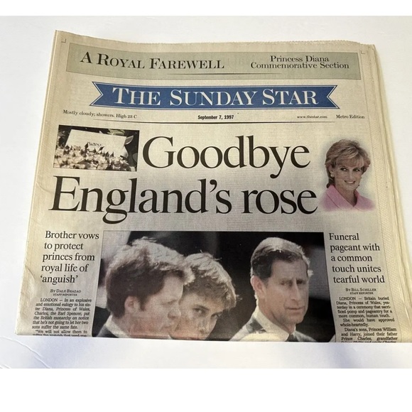 1997 The Sunday Star Newspaper Princess Diana Goodbye England's Rose - Sep.7/97 - Picture 10 of 10